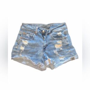 American Eagle Outfitters Light Blue Distressed Denim Shorts